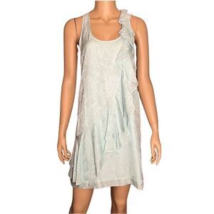 Ali Ro Silk Sky Blue Ruffled Mini Dress Racerback 6￼